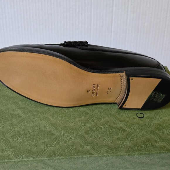 NIB Gucci Millennial Ribot interlocking G black leather loafers- G 10.5 US 11.5 - Picture 8 of 10